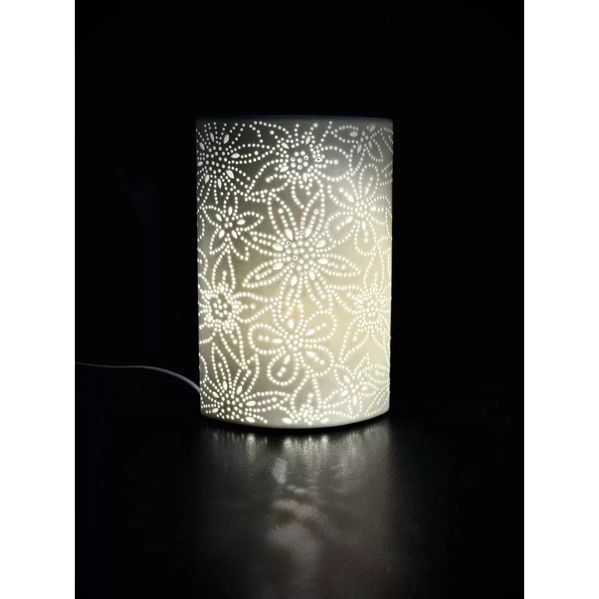Lampe Porcelaine Fleur H.28