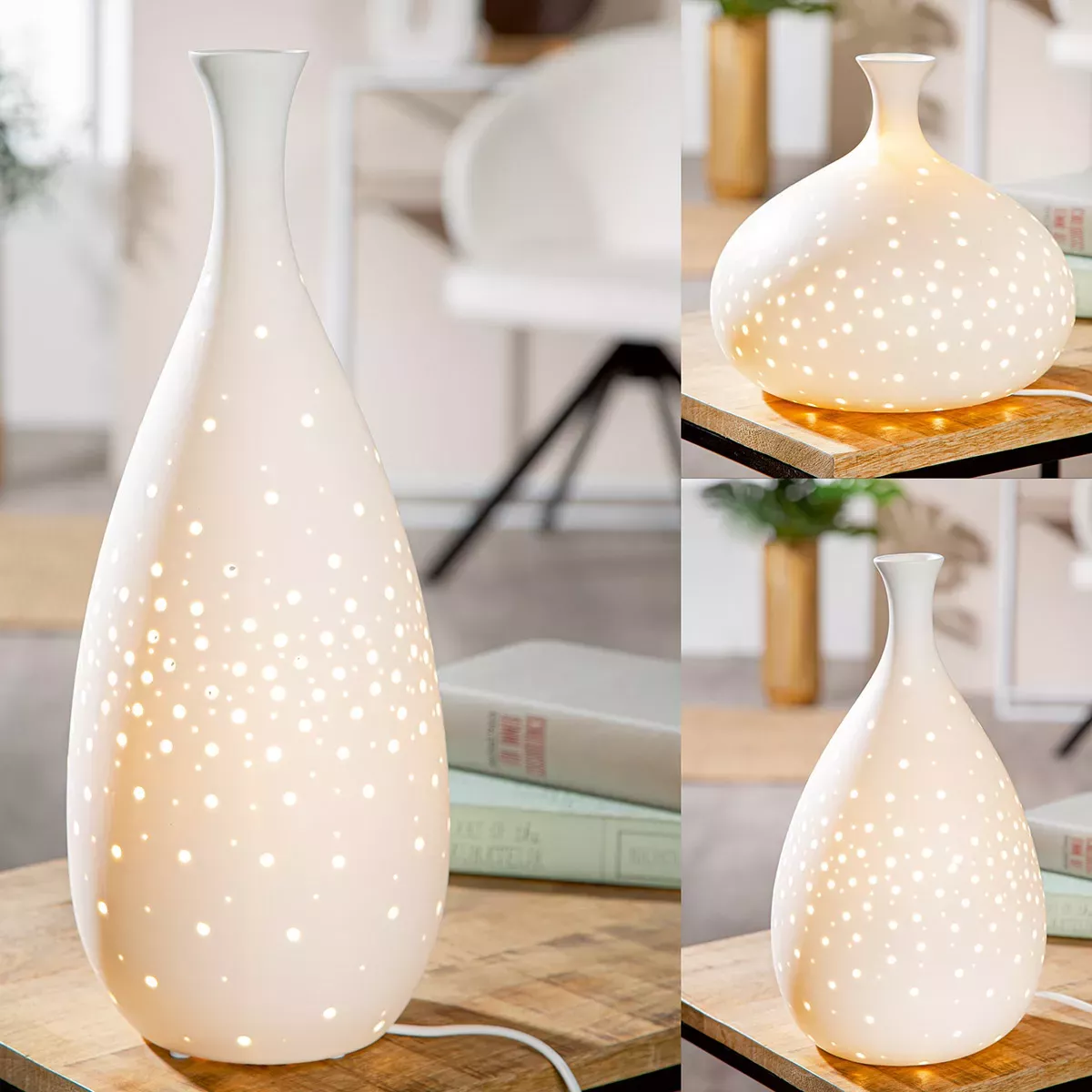Lampe Porcelaine Bouteille H.33