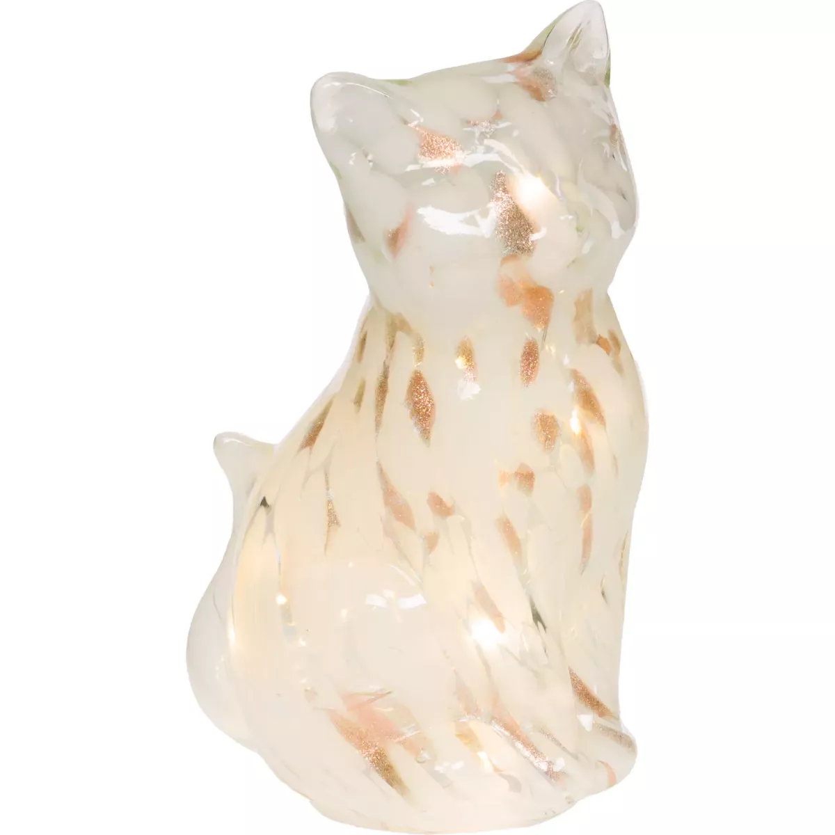 Lampe Led Chat Blanc et Or H.22cm