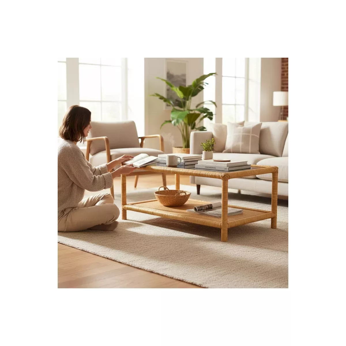 Table basse en Rotin  Shelly 90x40