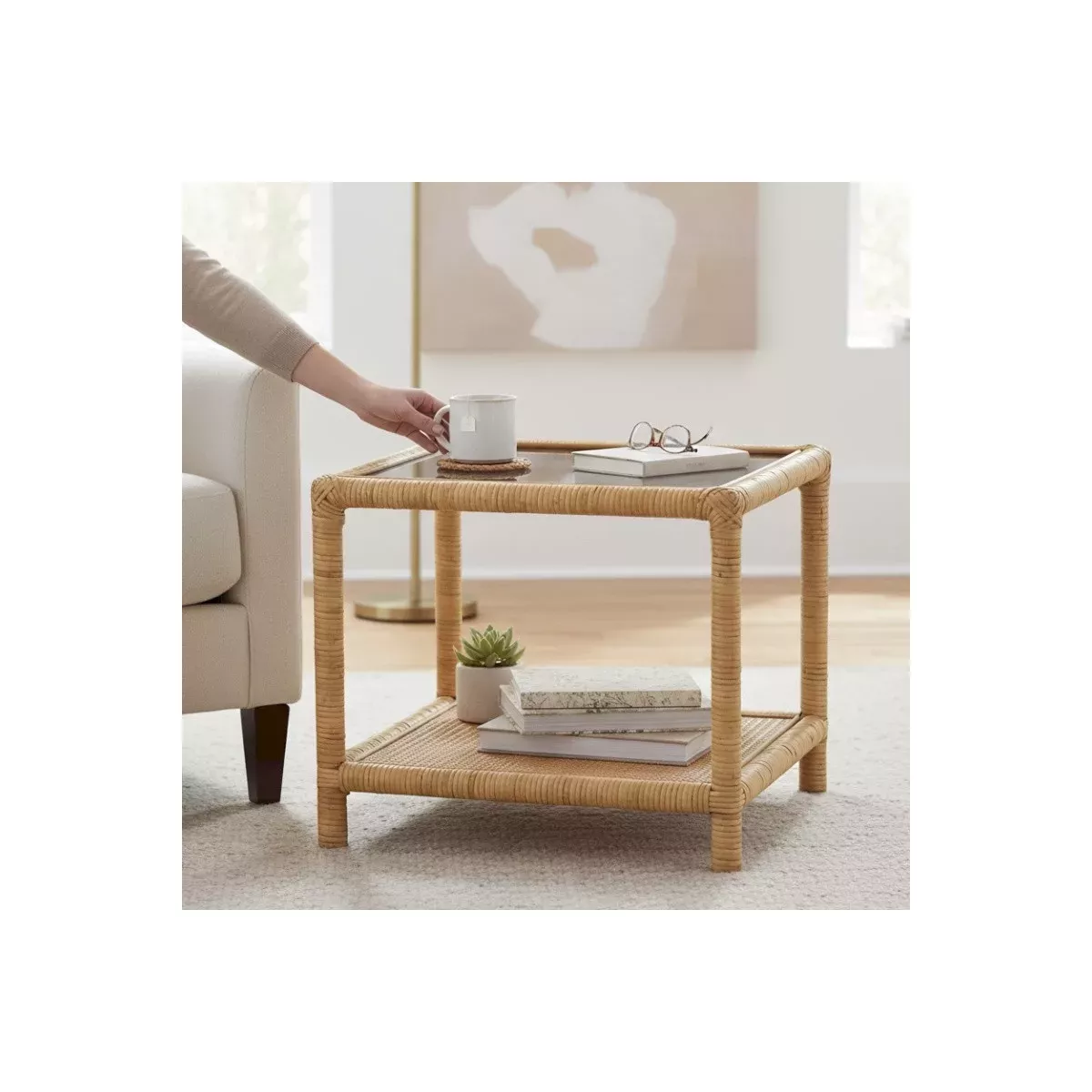 Table basse en Rotin  Shelly 50X50