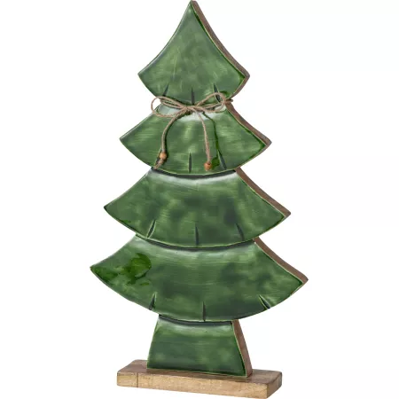 Sapin de Noël en bois de manguier vert et naturel h46 cm