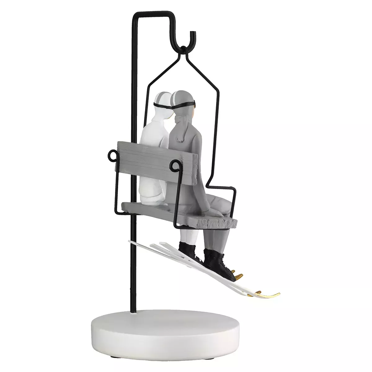 Sculpture Skieurs sur un télésiège H.34cm
