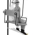 Sculpture Skieurs sur un télésiège H.34cm