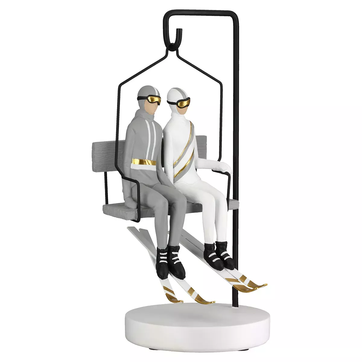 Sculpture Skieurs sur un télésiège H.34cm