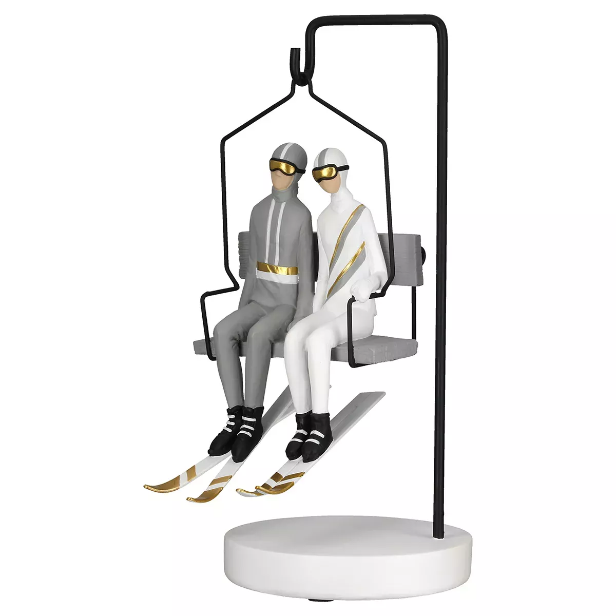 Sculpture Skieurs sur un télésiège H.34cm