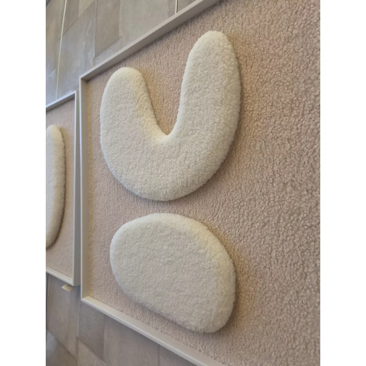 Set de 3Tableaux Tuftés Blanc 180x60