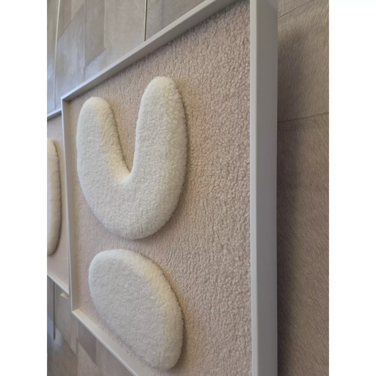 Set de 3Tableaux Tuftés Blanc 180x60