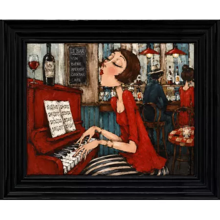 tableau rectangulaire 60x50 femme au piano rouge