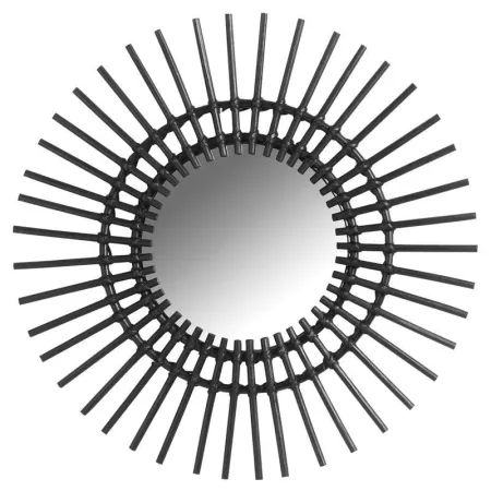 Miroir Soleil Rotin Noir