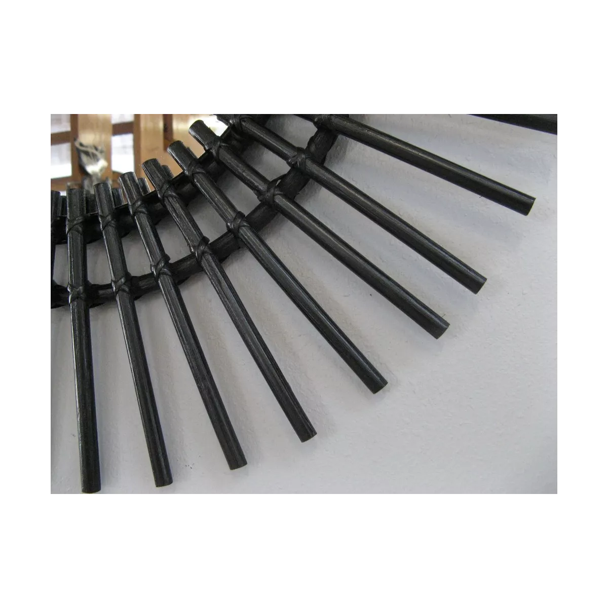Miroir Soleil Rotin Noir 55x55