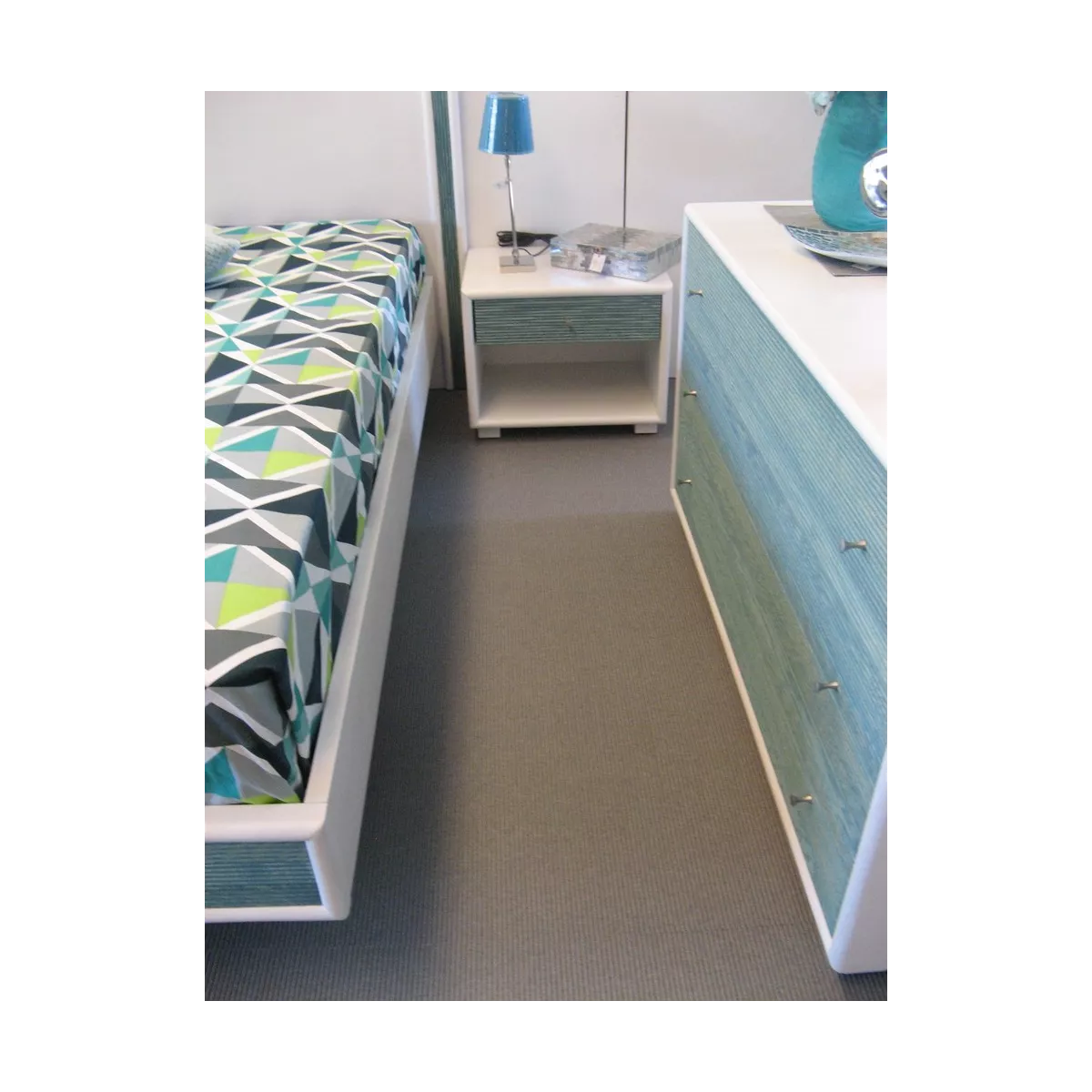 Lit Sendai Blanc et Turquoise