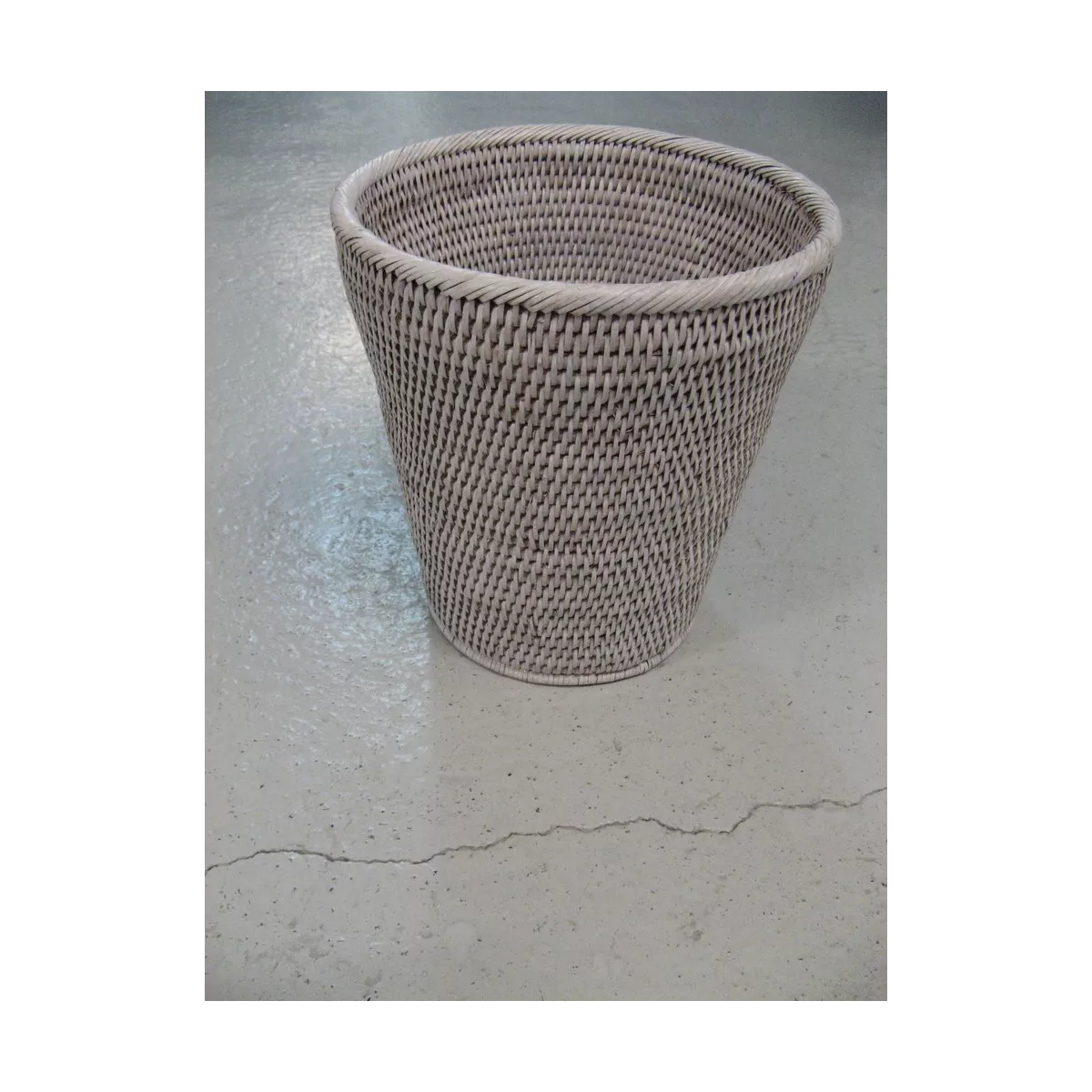 Corbeille Papier Rotin Blanchi