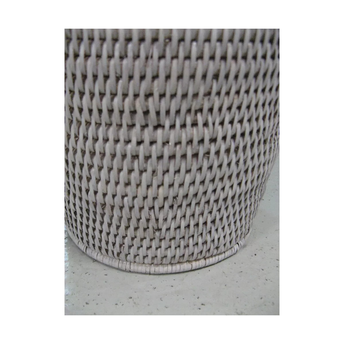 Corbeille Papier Rotin Blanchi