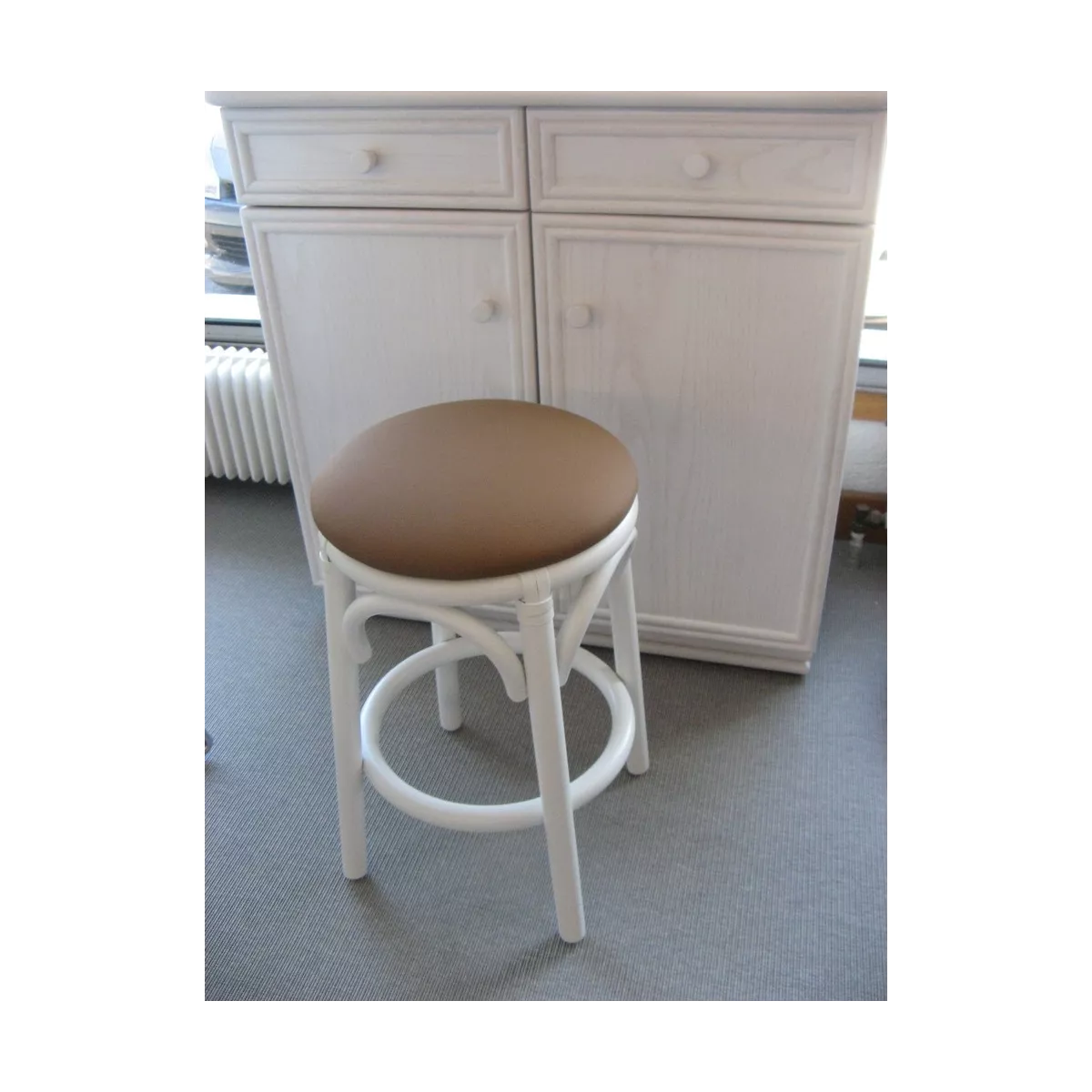 Pouf Rotin leonara Laqué Blanc