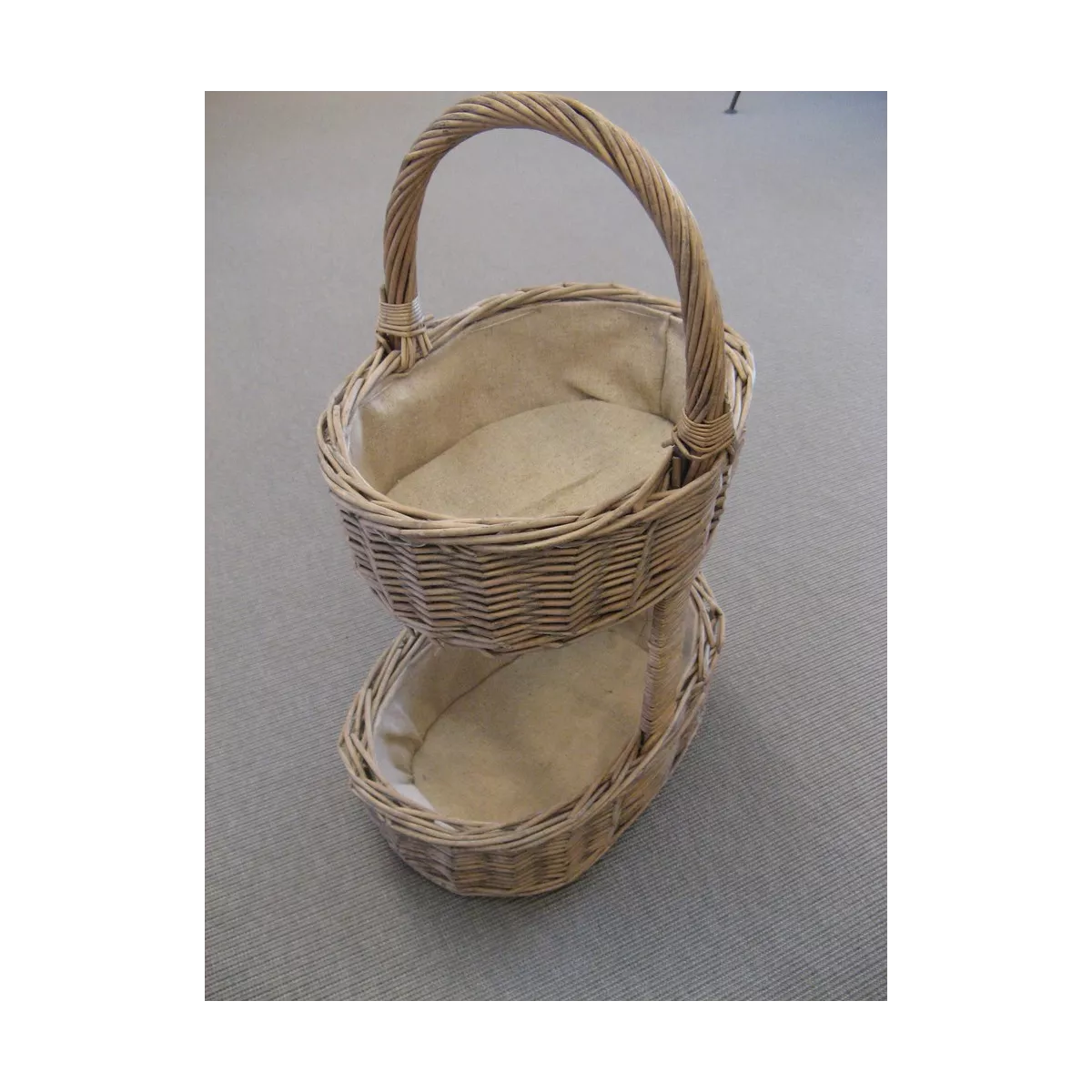 Présentoir en osier gris et jute