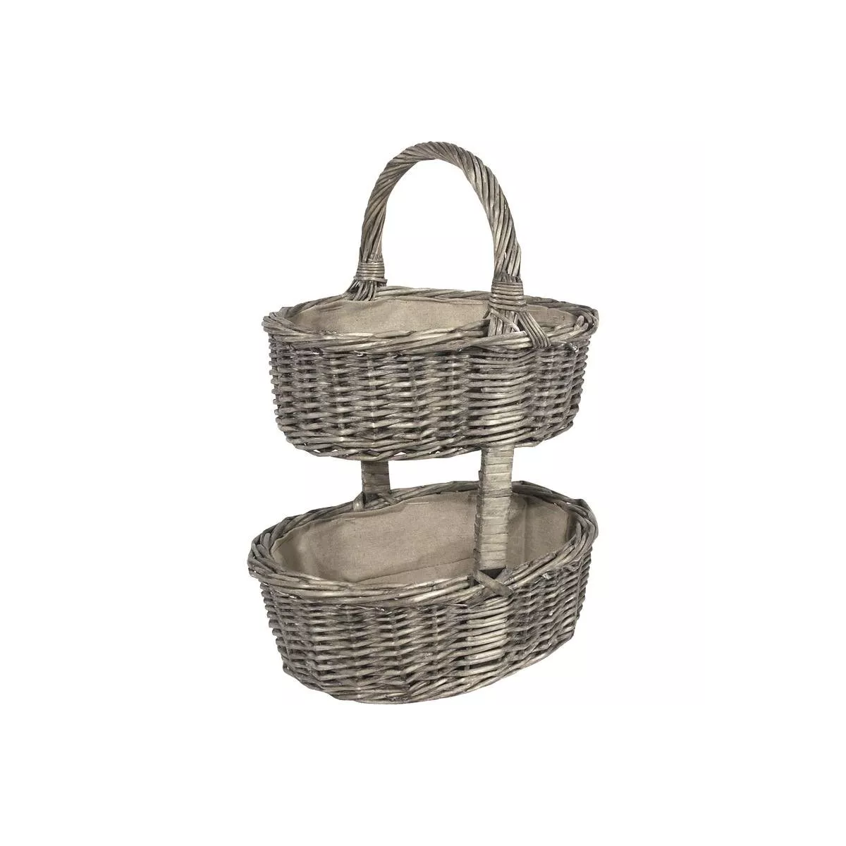 Présentoir en osier gris et jute