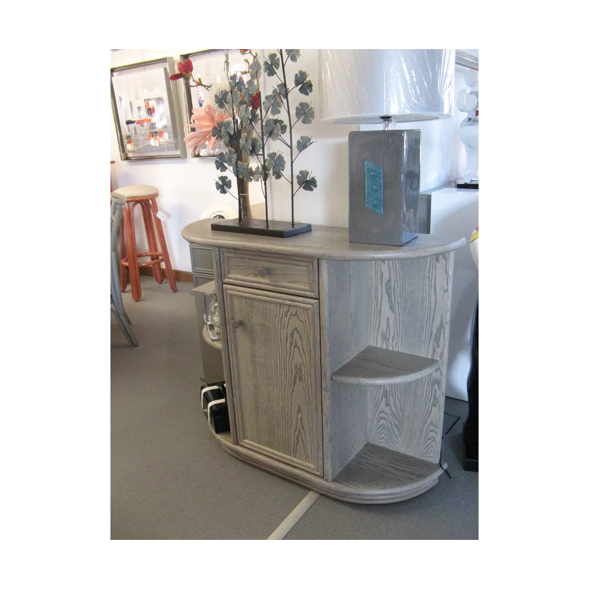 Console demi-lune Grise