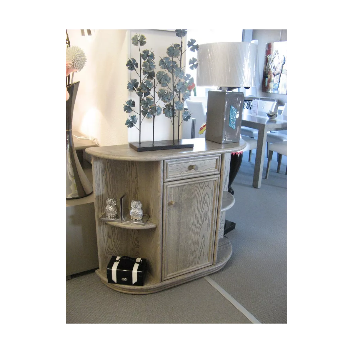 Console demi-lune Grise