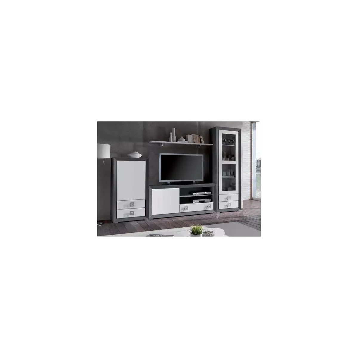 Meuble TV 120 Genève Blanc et Gris