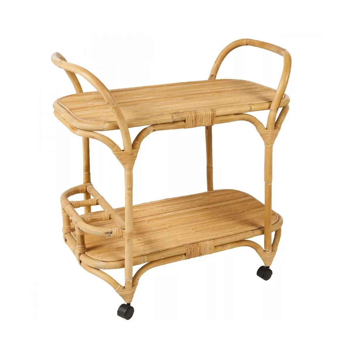 Table roulante rotin naturel