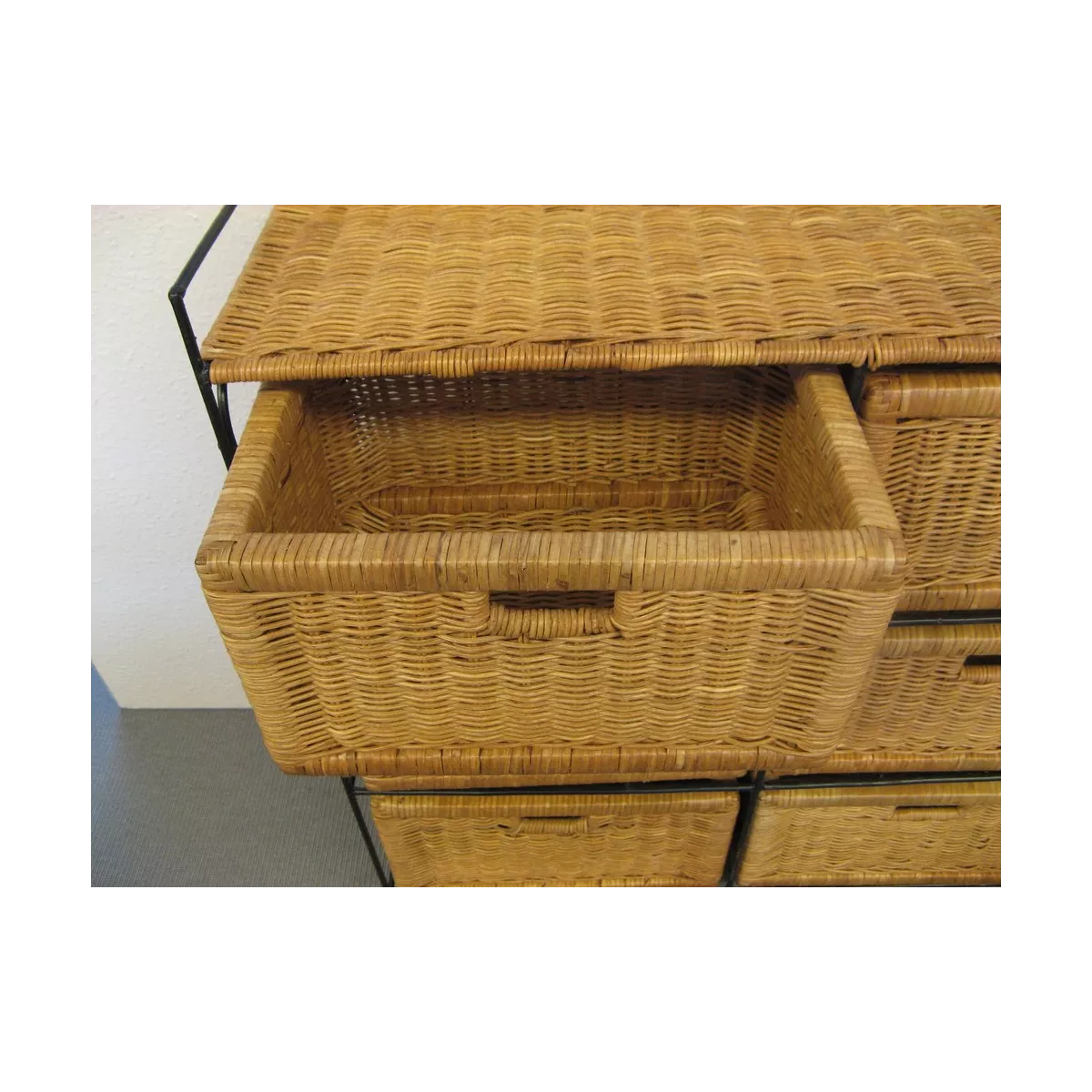 Meuble de rangement rotin 6 tiroirs Noisette