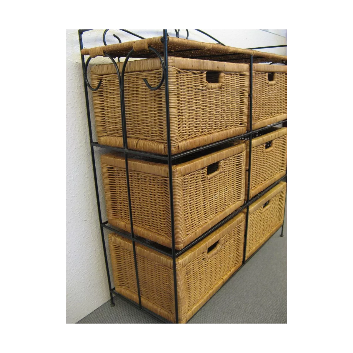 Meuble de rangement rotin 6 tiroirs Noisette