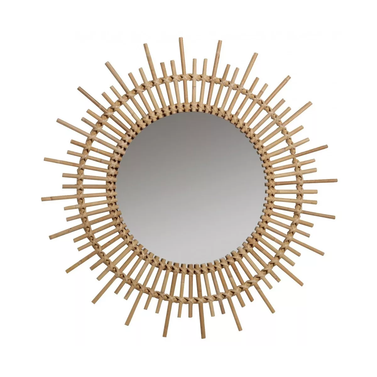 Miroir Planete Rotin Naturel 80x80