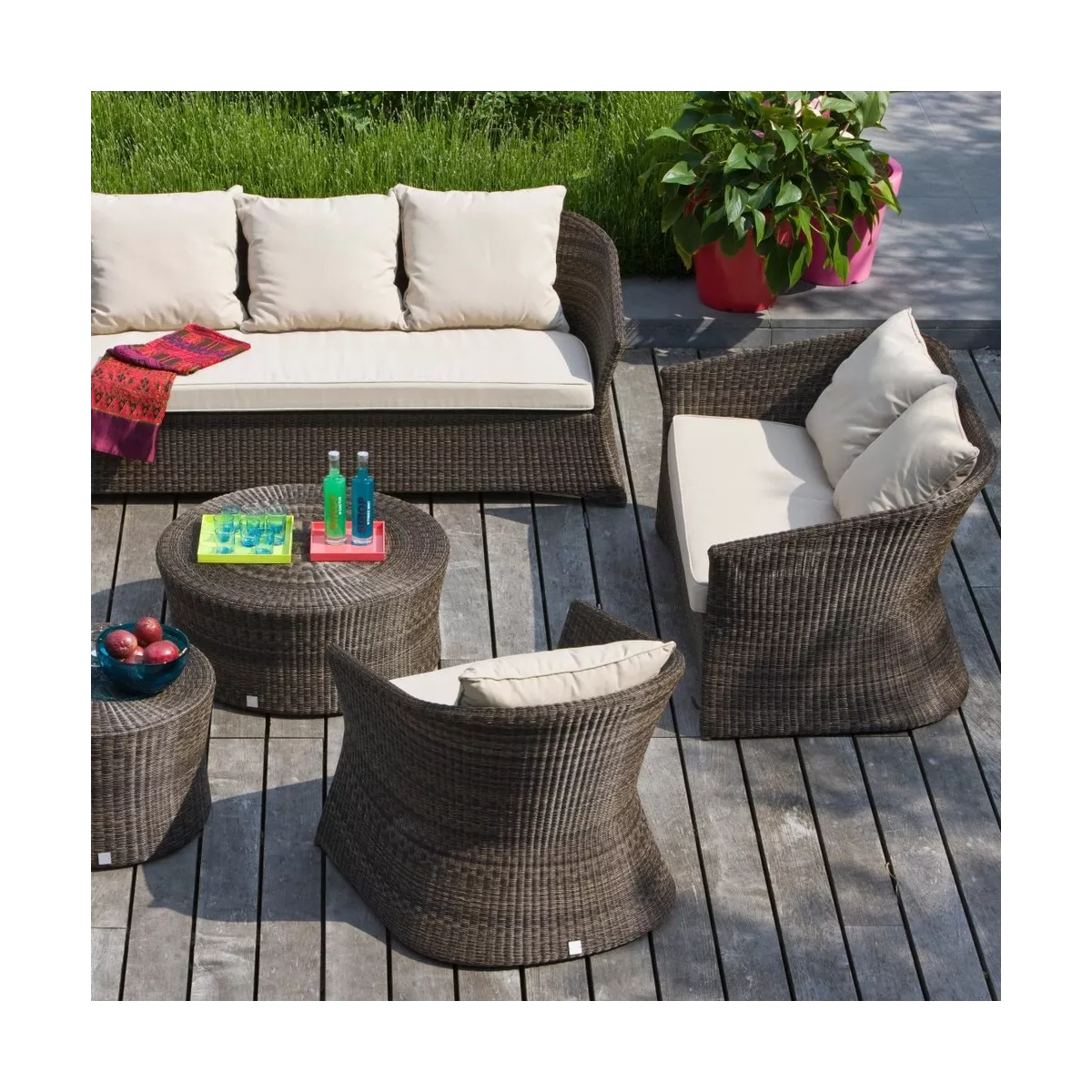 Table Basse Transat Diamètre 60 cm Résine Poivre