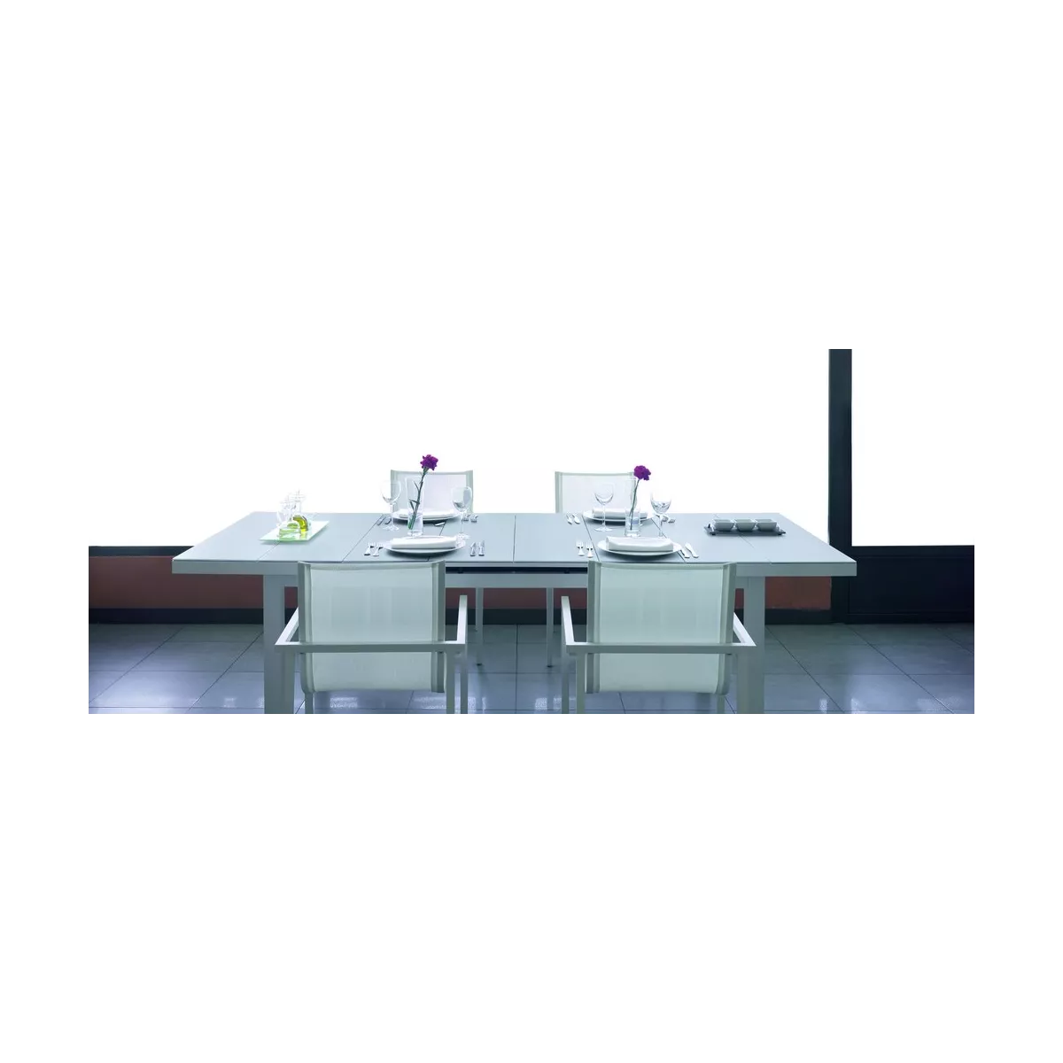 Table Isabelle Aluminuim et Verre 180/240