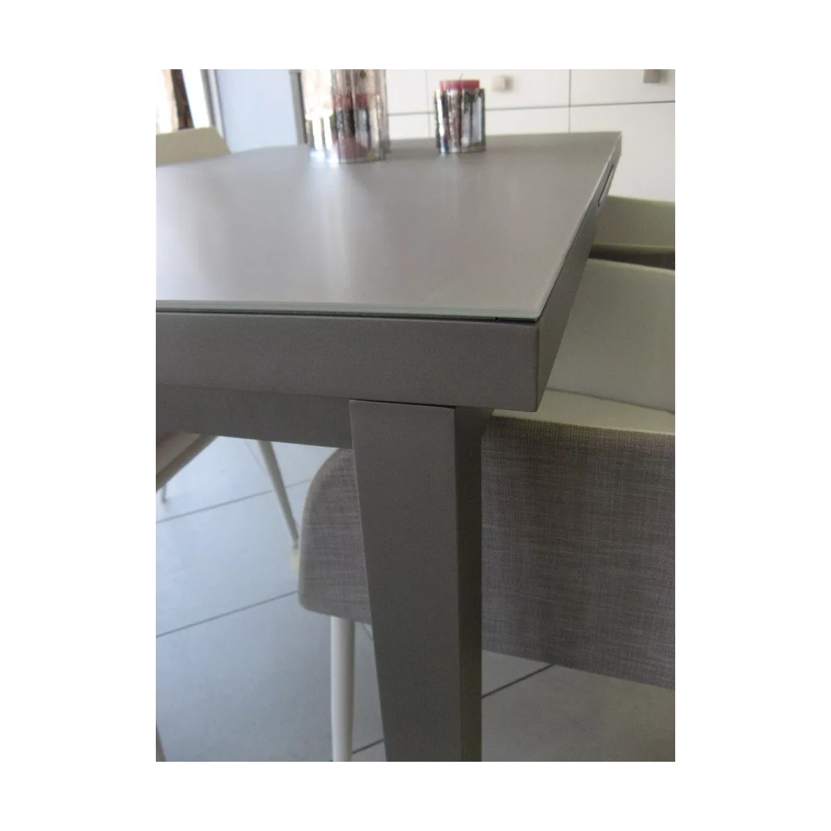 Table Rosa Aluminuim et Verre 180/240