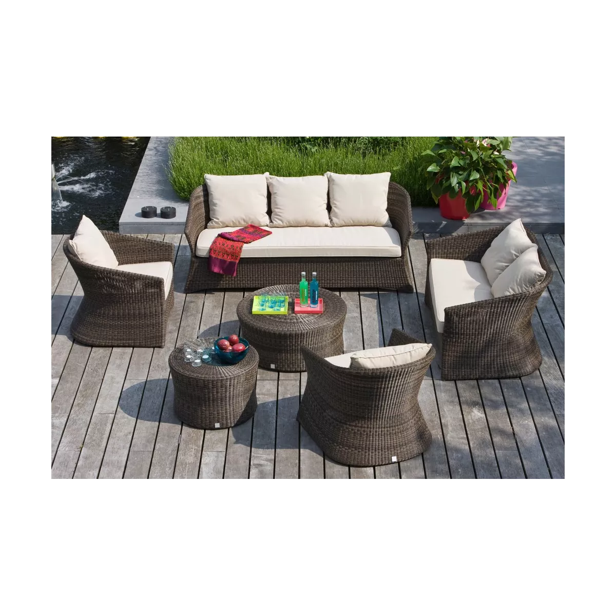 Table Basse Transat Diamètre 80 cm Résine Poivre