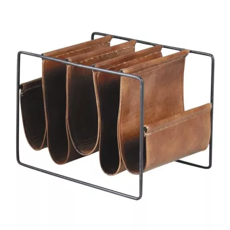 Porte Revues Cuir et Métal 5 compartiments