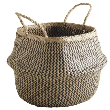 Sac jonc rond noir pour Magazines