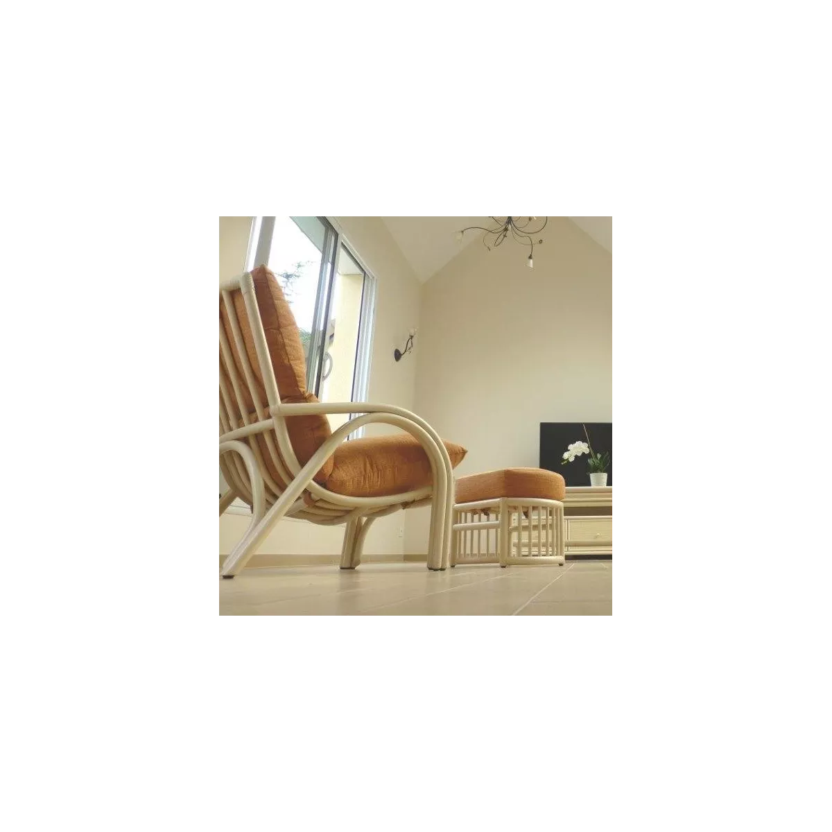 Pouf Rotin Leeds Ivoire