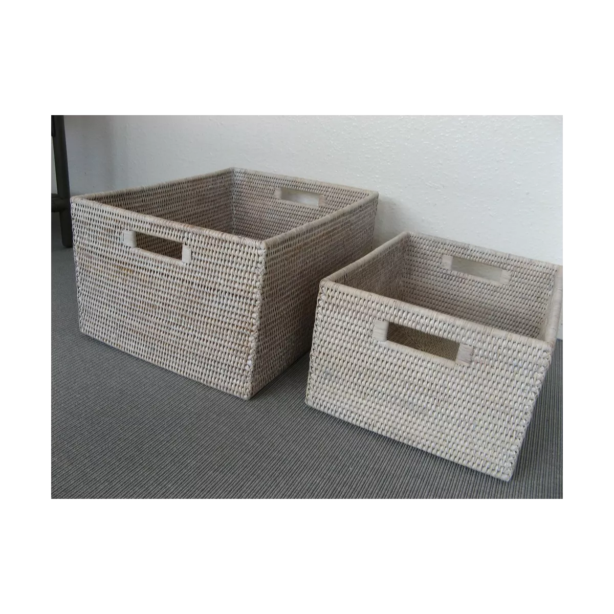 Casier Rotin Patiné Blanc 38x30