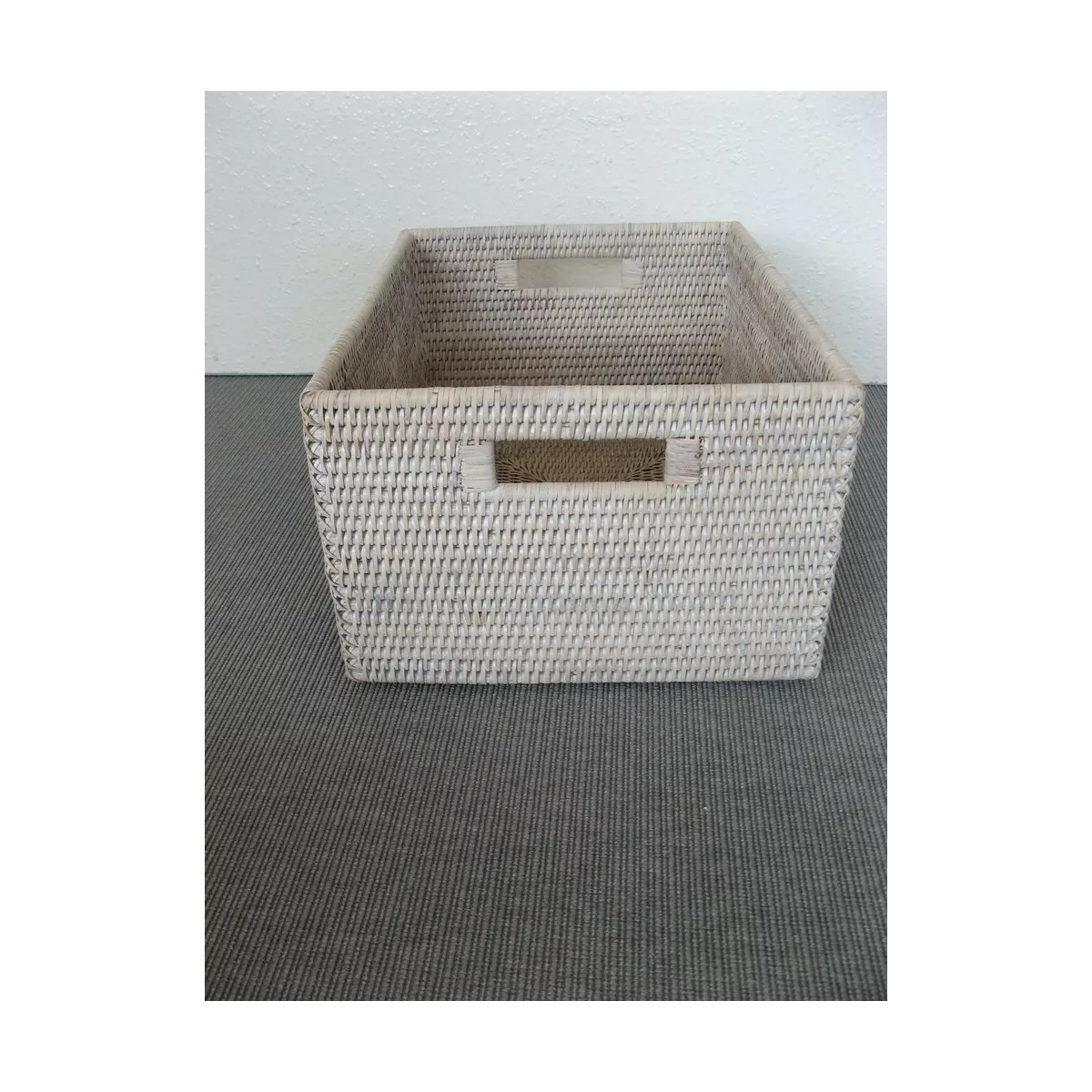 Casier Rotin Patiné Blanc 38x30