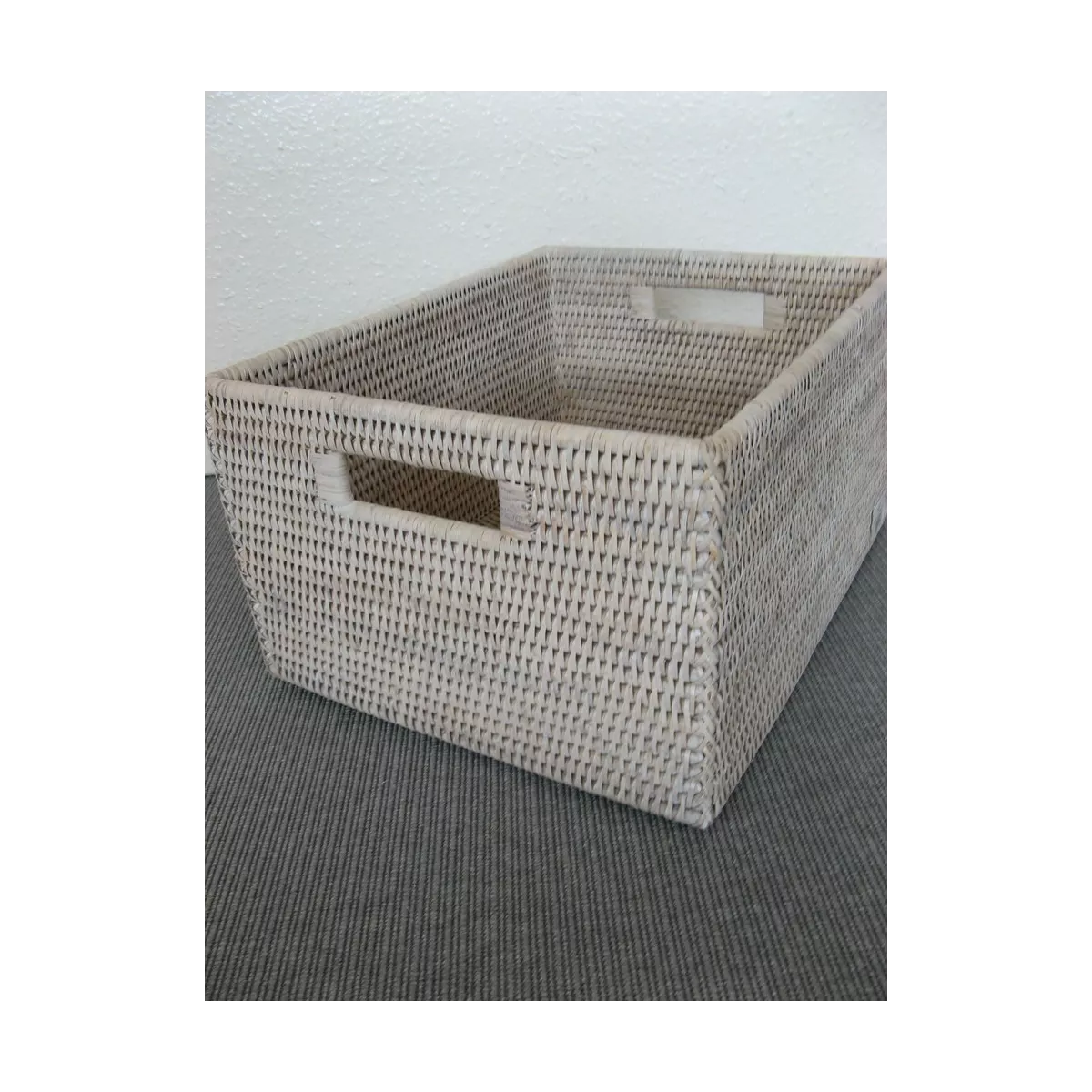 Casier Rotin Patiné Blanc 38x30