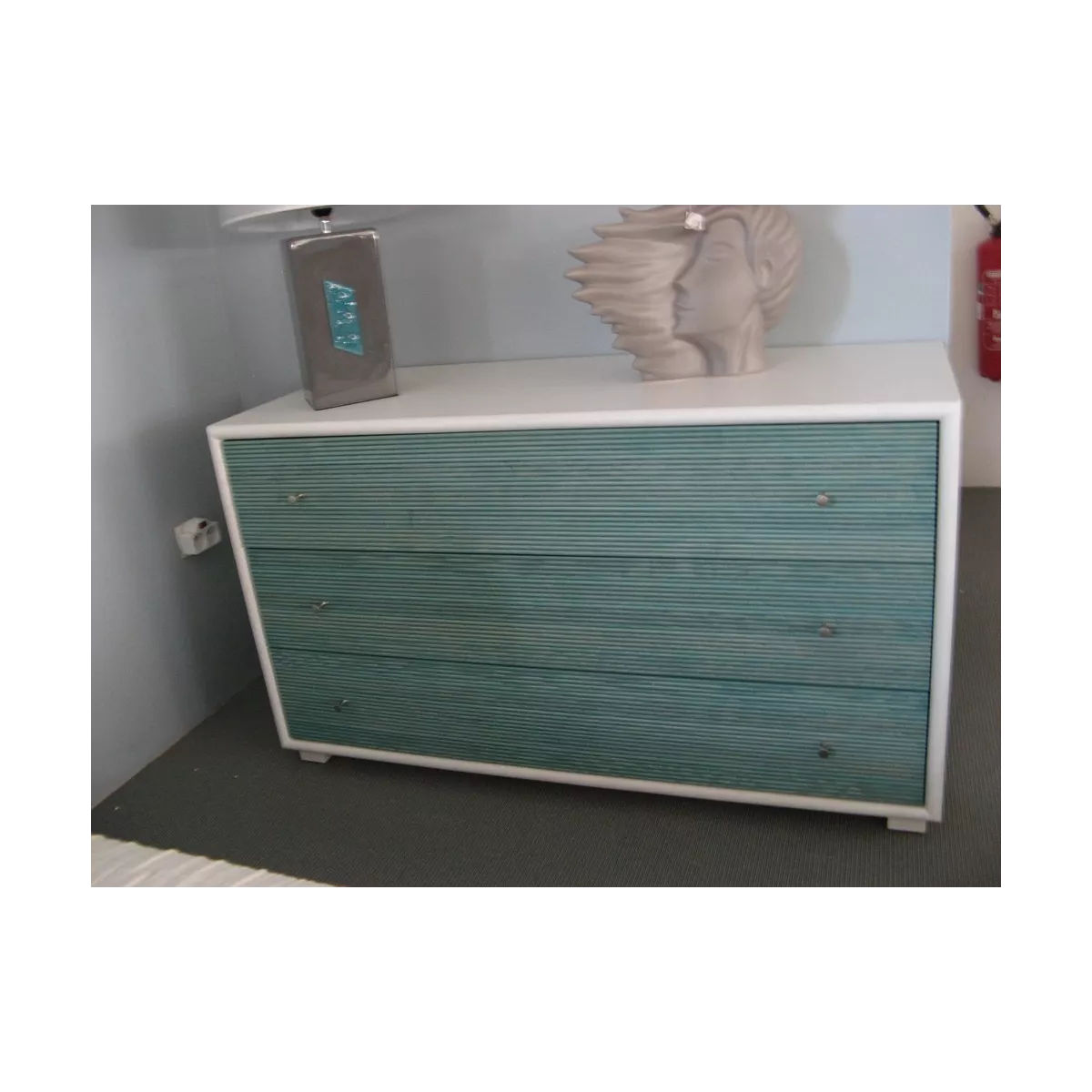 Commode Sendaï Blanc et turquoise