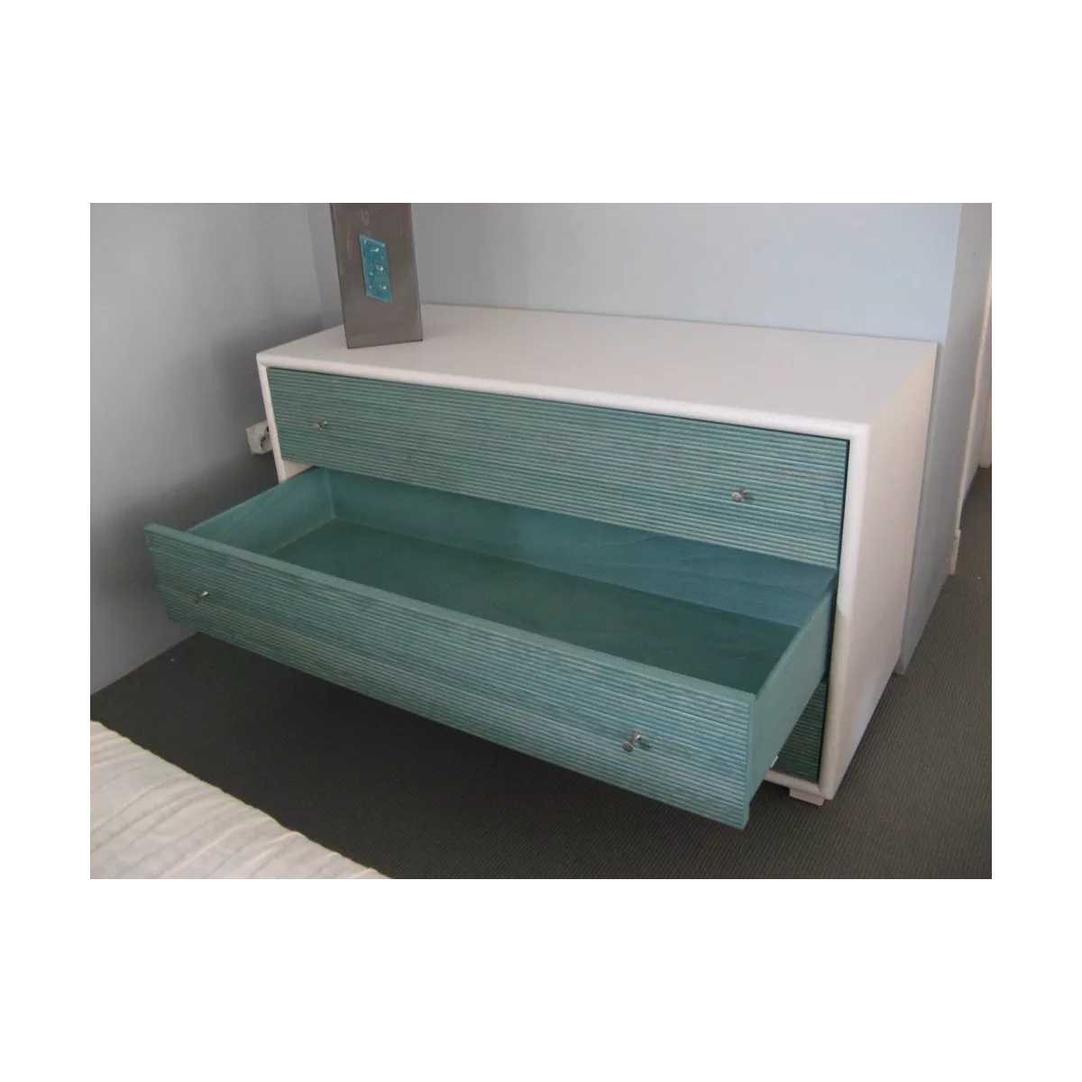 Commode Sendaï Blanc et turquoise