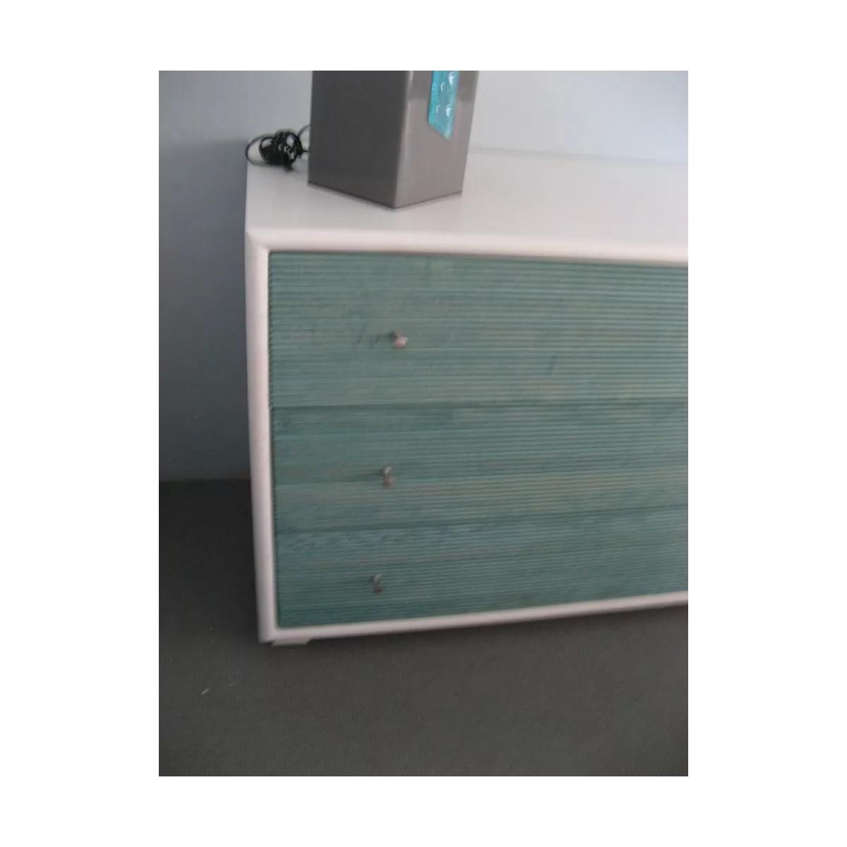 Commode Sendaï Blanc et turquoise