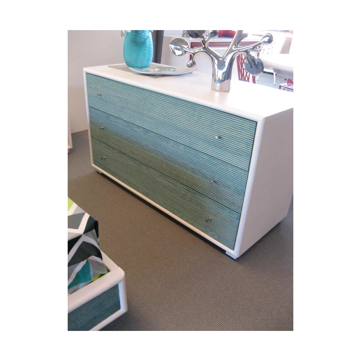 Commode Sendaï Blanc et turquoise