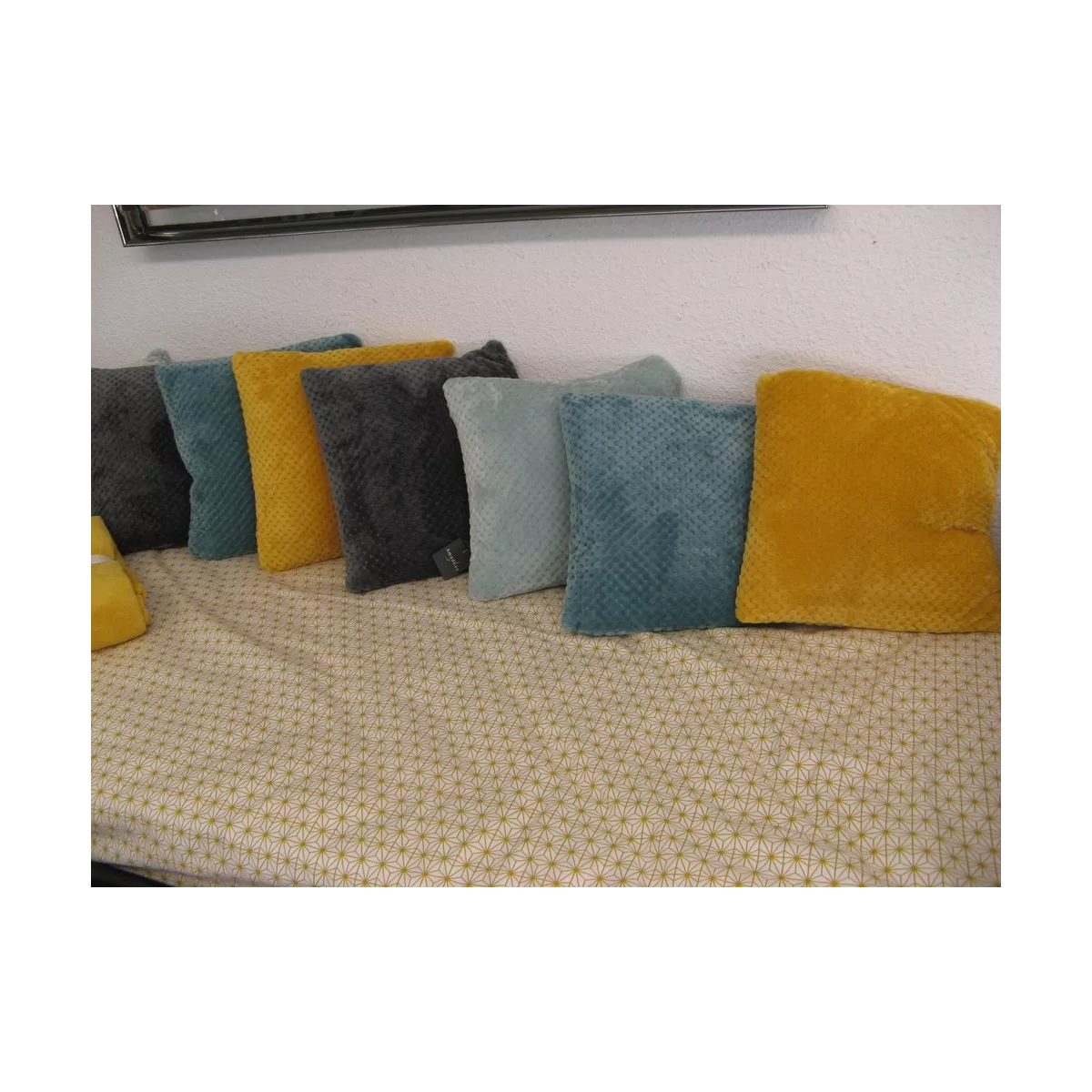 Coussin Damier Bleu Canard