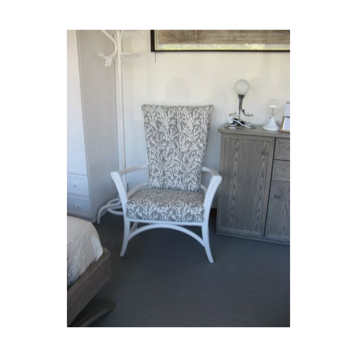 Fauteuil Vancouver Blanc Tissus Corail