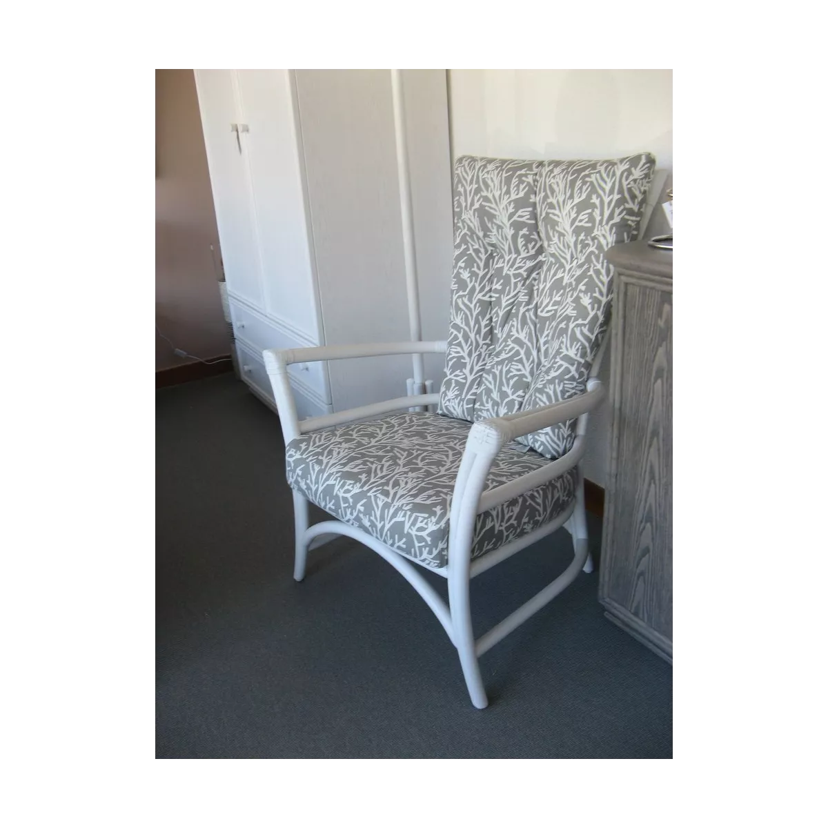 Fauteuil Vancouver Blanc Tissus Corail