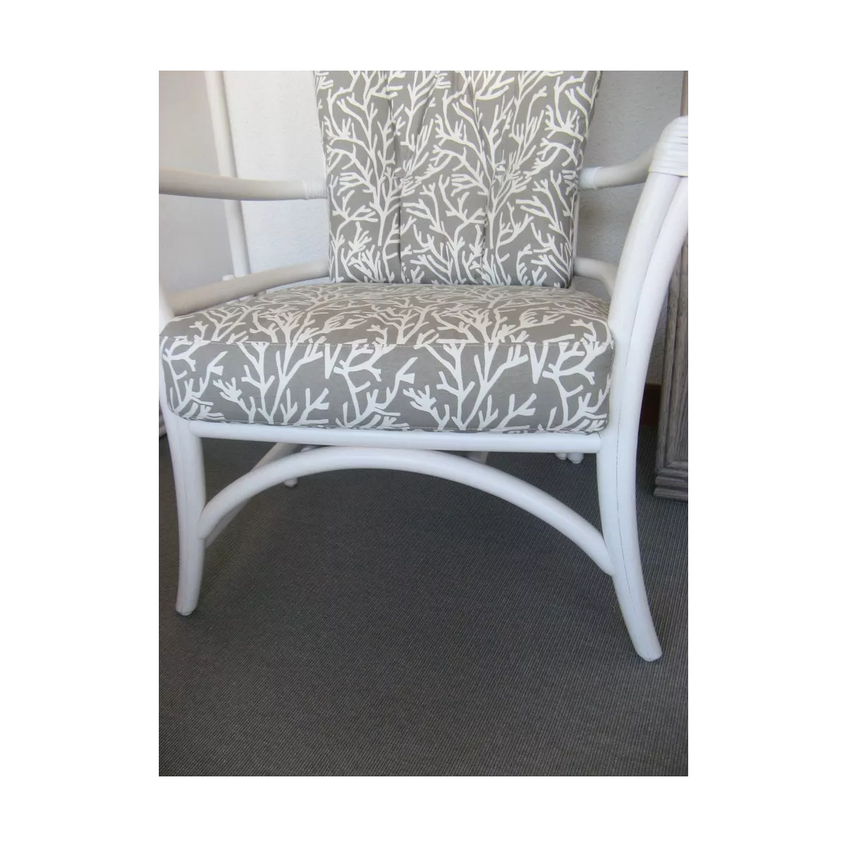 Fauteuil Vancouver Blanc Tissus Corail