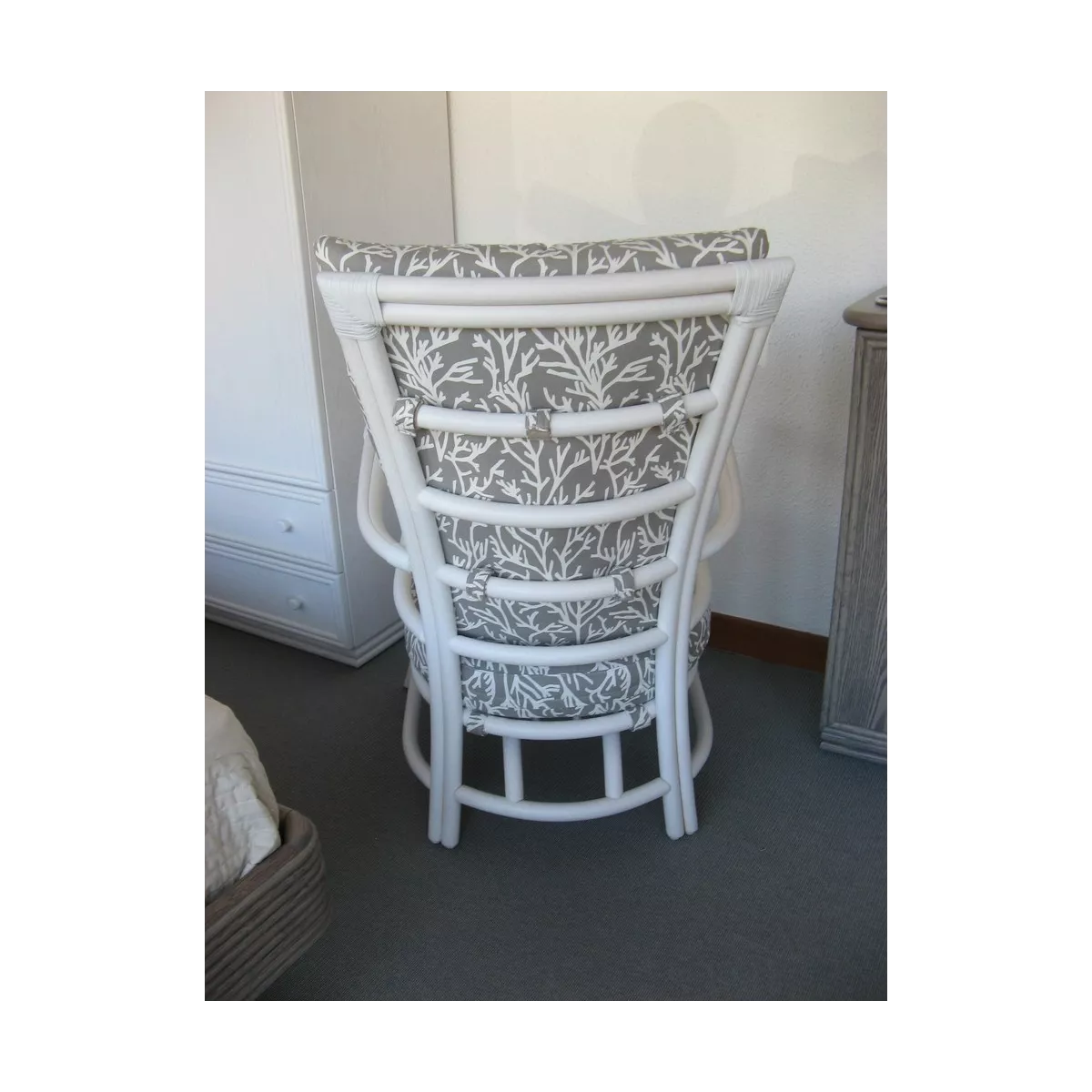 Fauteuil Vancouver Blanc Tissus Corail