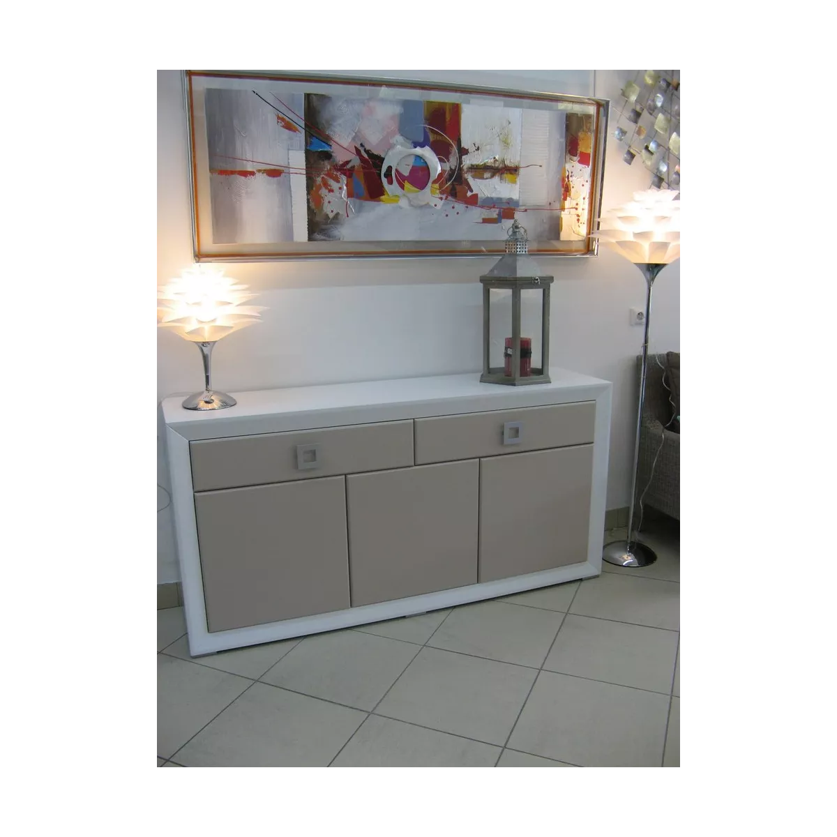 Bahut Genève Sable 3 Portes et 2 Tiroirs