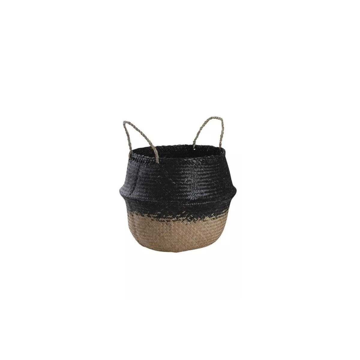 Sac jonc rond Noir et Naturel 40x40