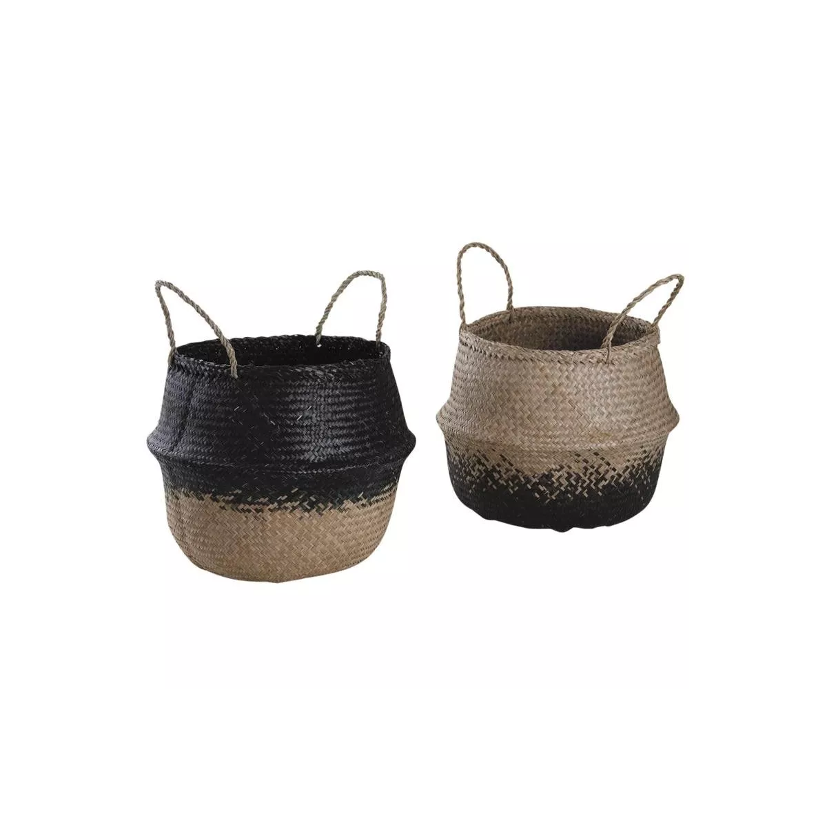 Sac jonc rond Naturel et Noir 40x40